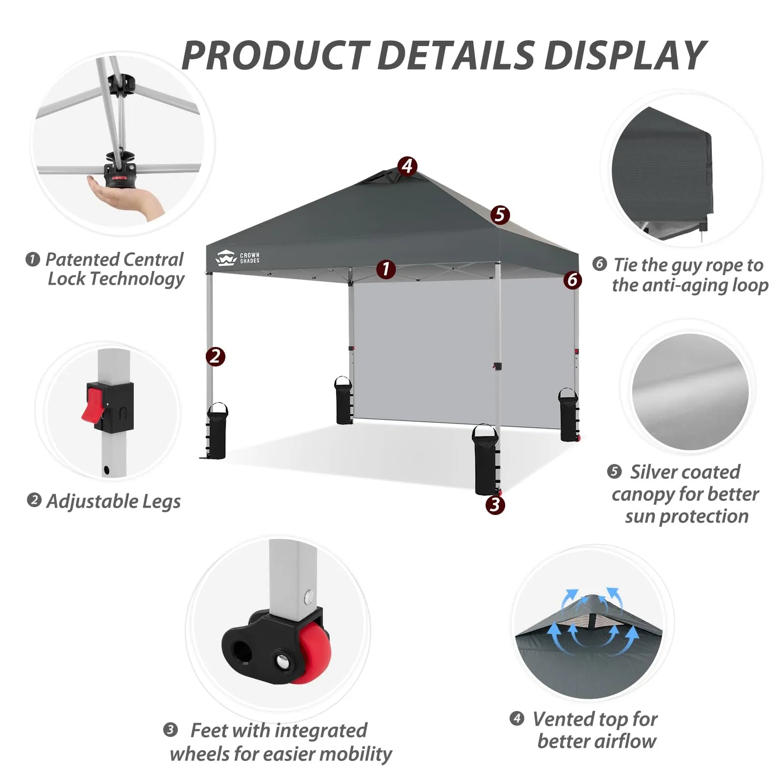 3m x 3m Pop Up Gazebo with Sidewall – One Push Waterproof Canopy