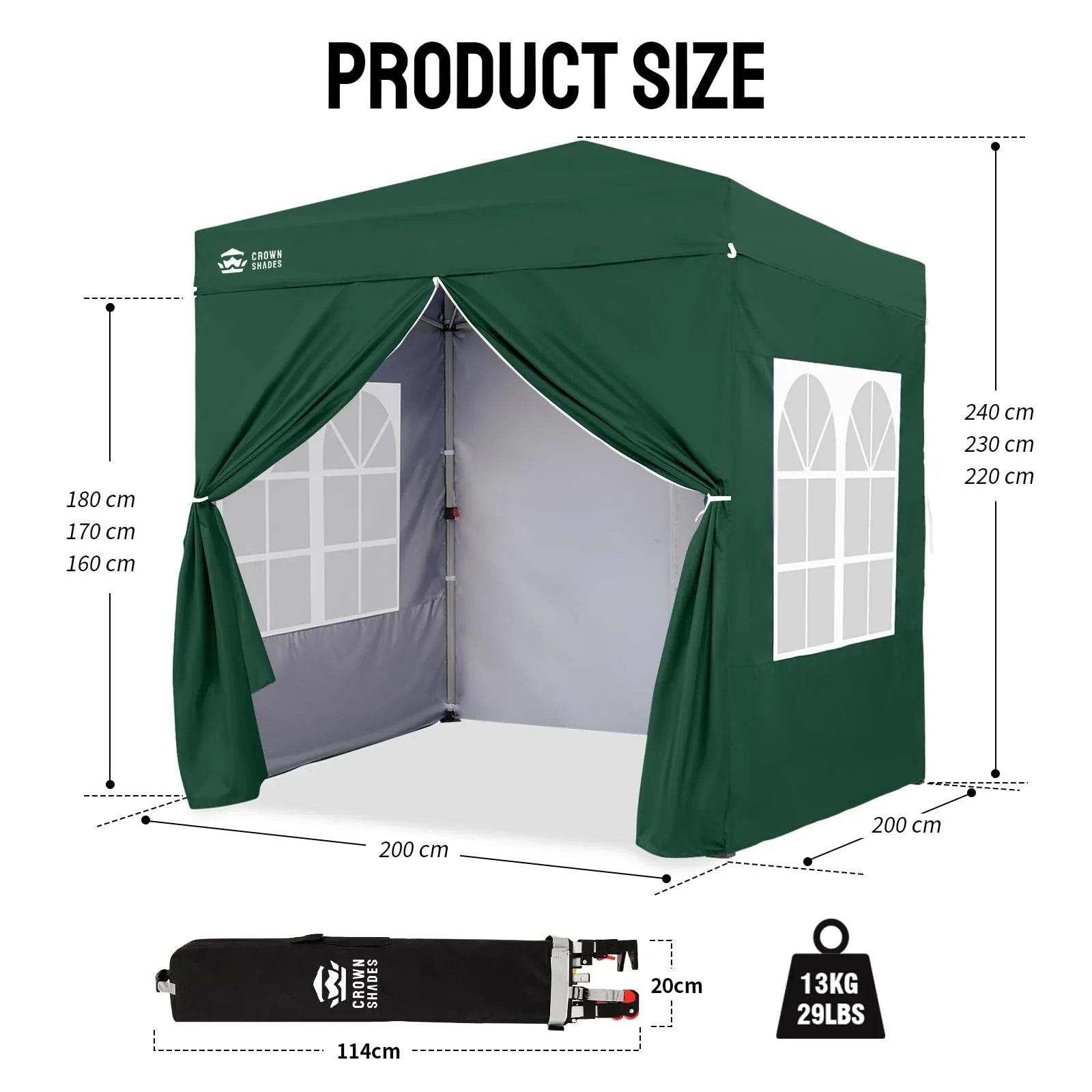 ArdenShade 2 x2m Pop Up Gazebo with 4 Sidewalls