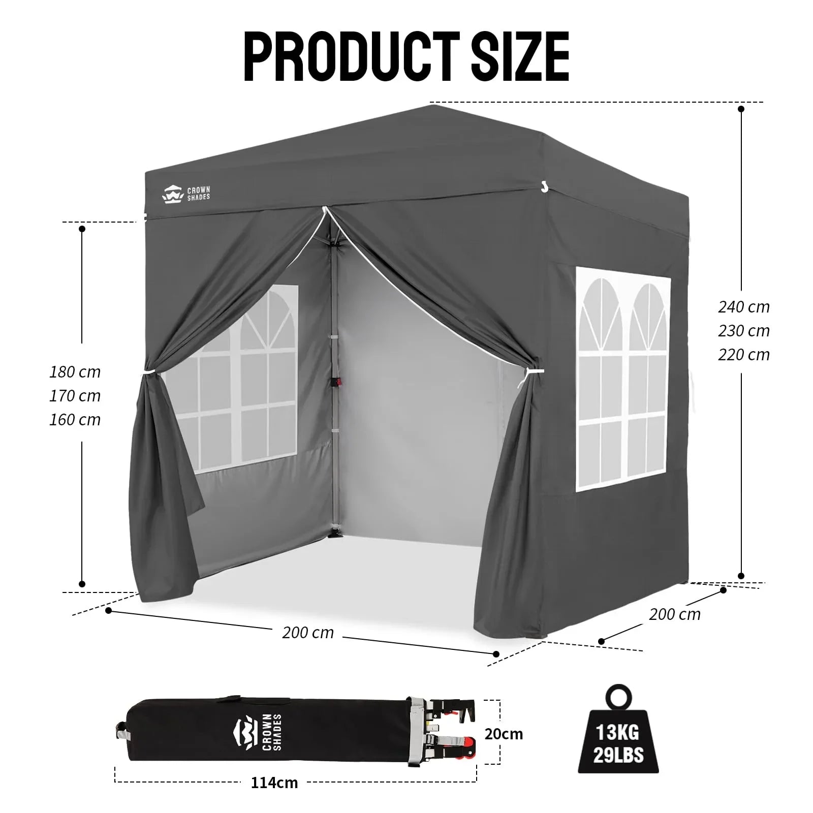 ArdenShade 2 x2m Pop Up Gazebo with 4 Sidewalls