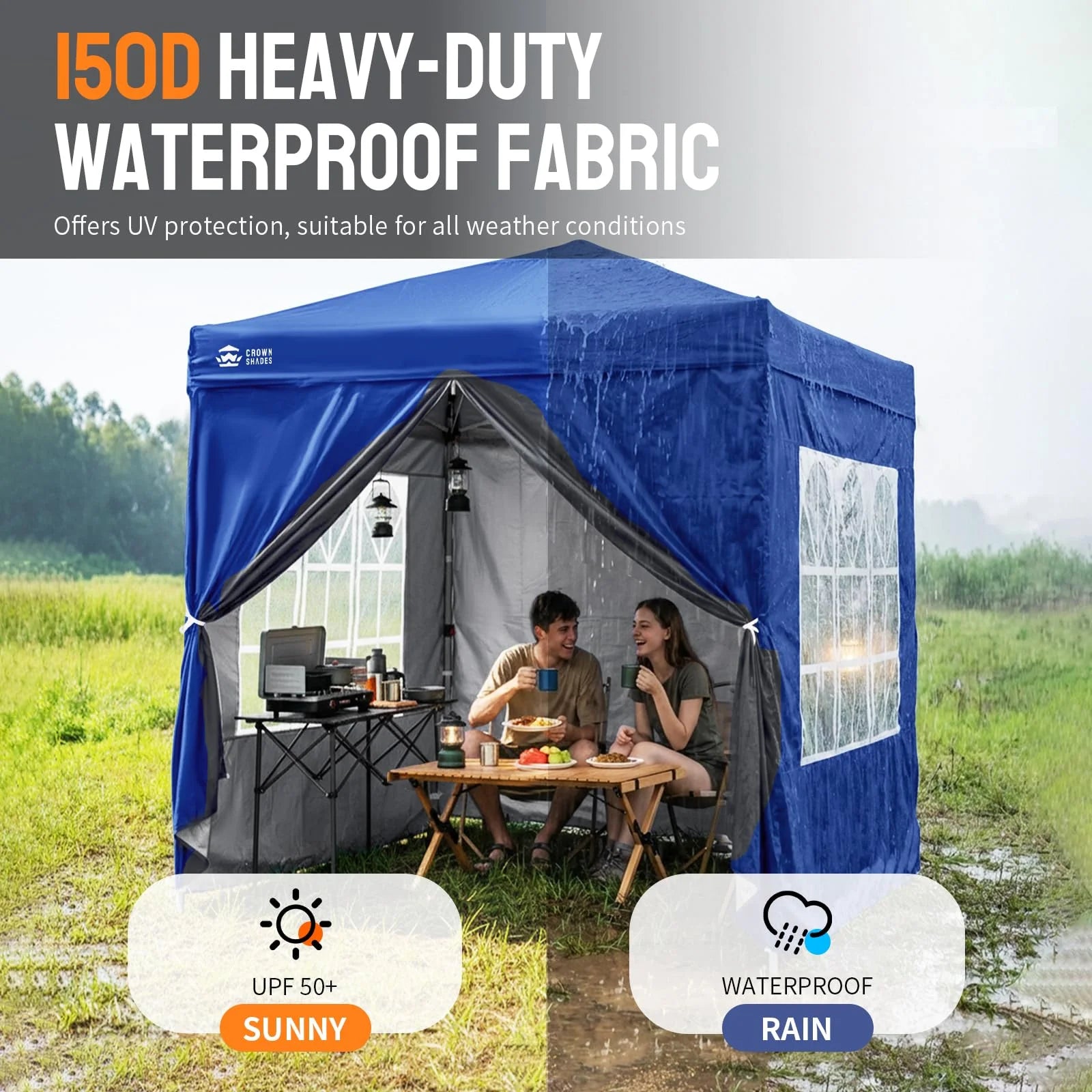 Heavy-Duty Pop-Up Canopy Shelter – 2m x 2m with Side Panels