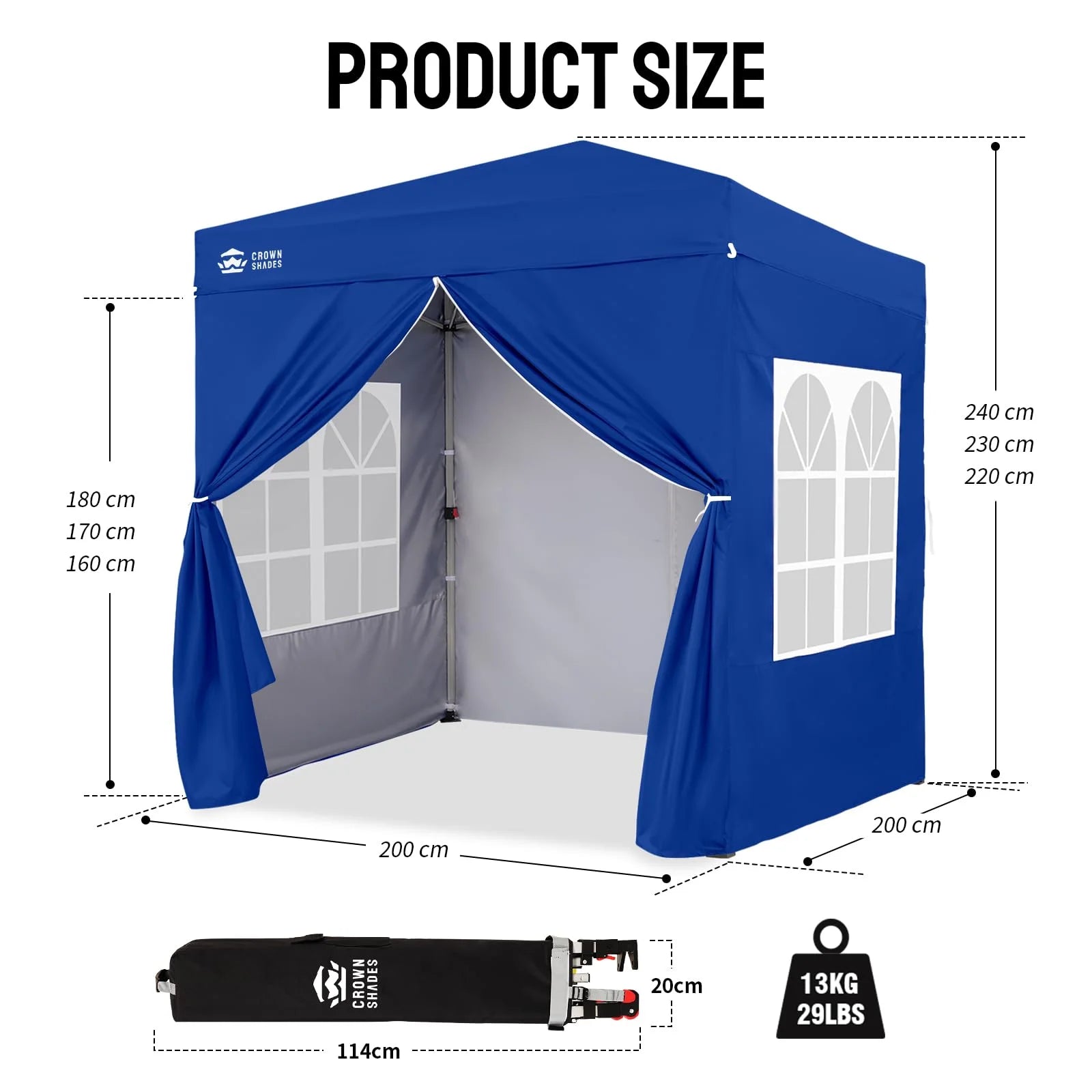 Heavy-Duty Pop-Up Canopy Shelter – 2m x 2m with Side Panels