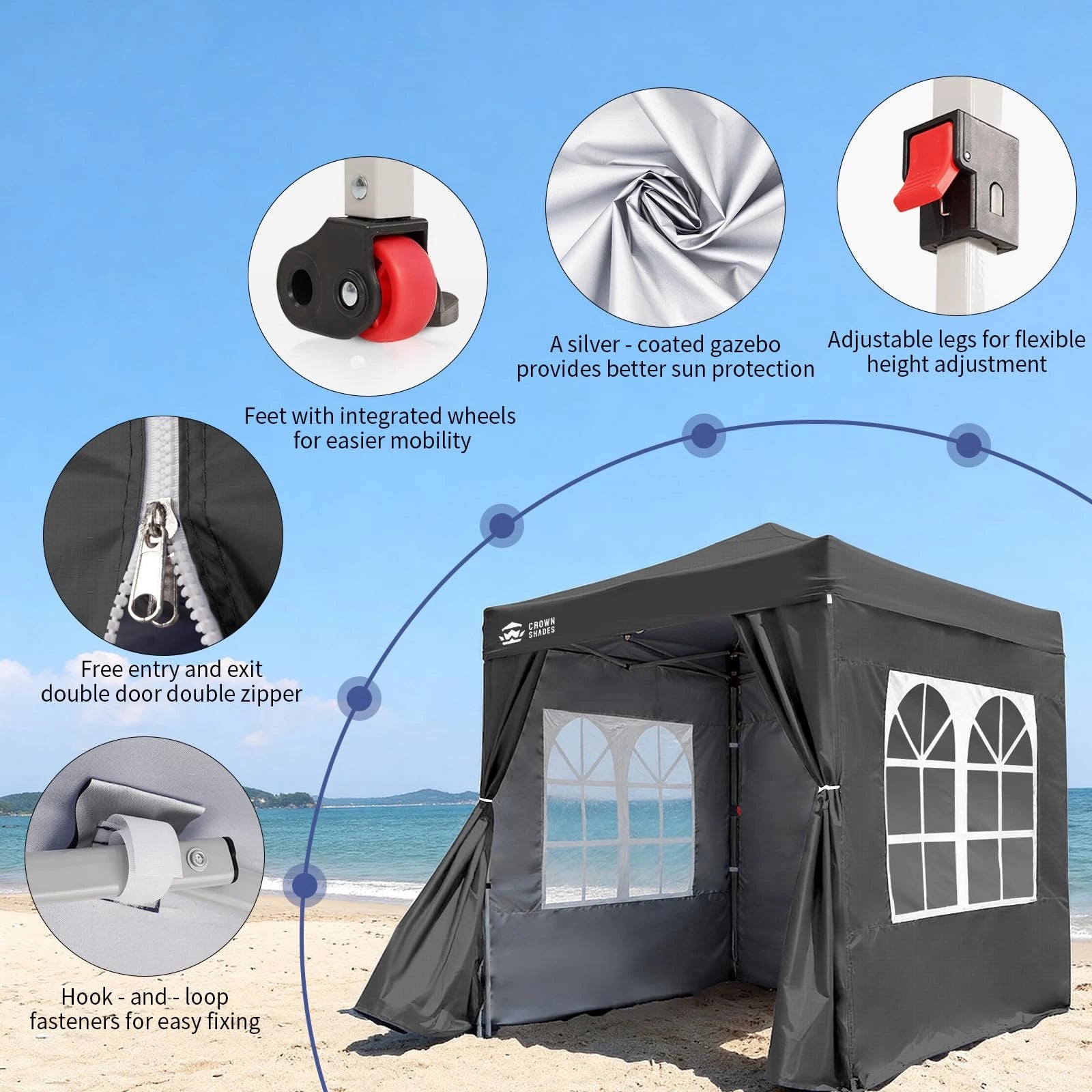 Heavy-Duty Pop-Up Canopy Shelter – 2m x 2m with Side Panels