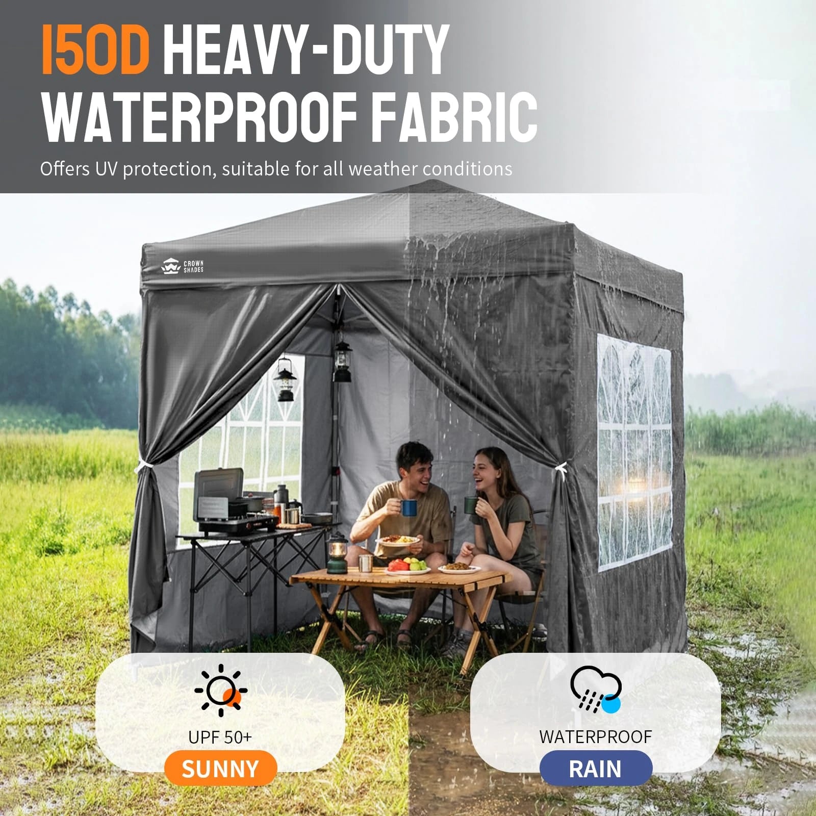 Heavy-Duty Pop-Up Canopy Shelter – 2m x 2m with Side Panels