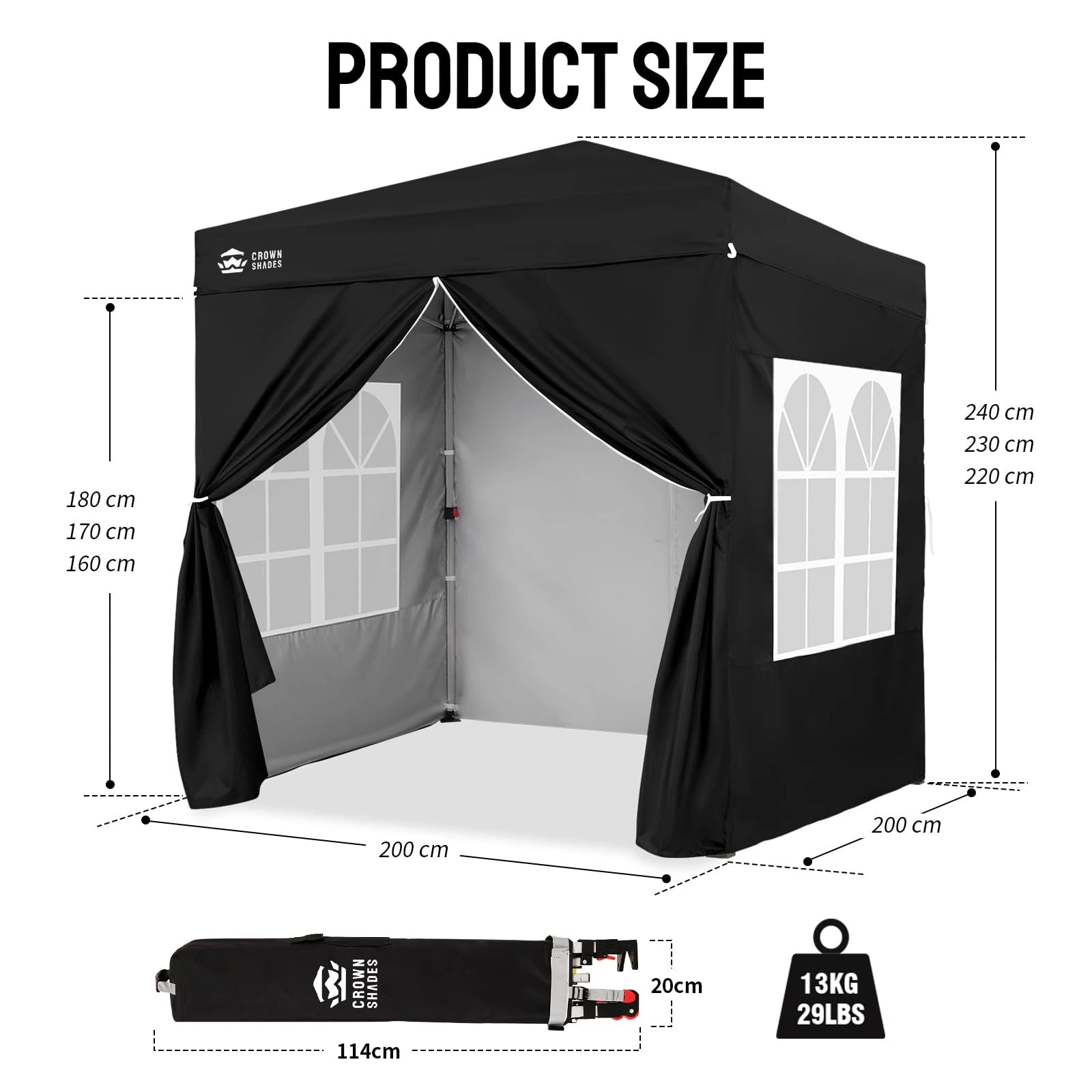 Heavy-Duty Pop-Up Canopy Shelter – 2m x 2m with Side Panels