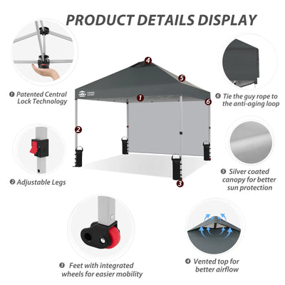 3m x 3m Pop Up Gazebo with Sidewall – One Push Waterproof Canopy