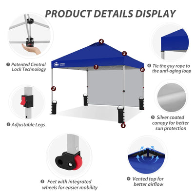 3m x 3m Pop Up Gazebo with Sidewall – One Push Waterproof Canopy