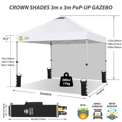 3m x 3m Pop Up Gazebo with Sidewall – One Push Waterproof Canopy
