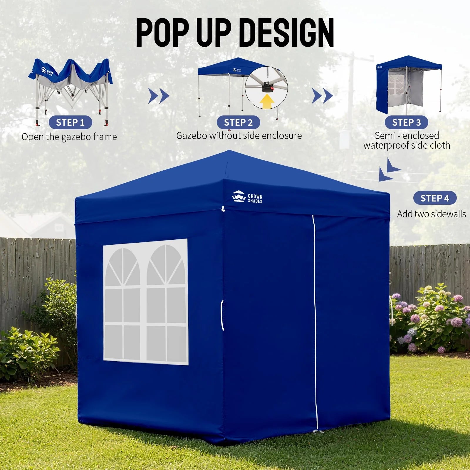 Heavy-Duty Pop-Up Canopy Shelter – 2m x 2m with Side Panels