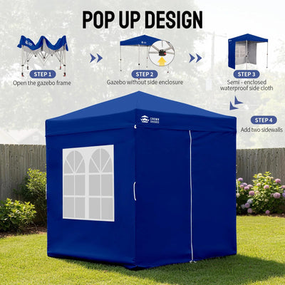 Heavy-Duty Pop-Up Canopy Shelter – 2m x 2m with Side Panels