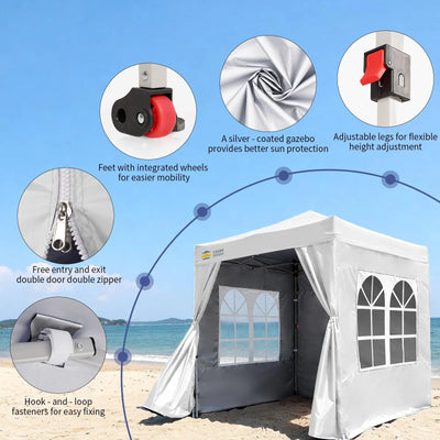 Heavy-Duty Pop-Up Canopy Shelter – 2m x 2m with Side Panels