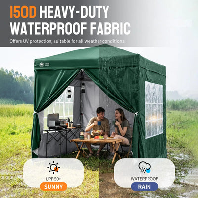 Heavy-Duty Pop-Up Canopy Shelter – 2m x 2m with Side Panels