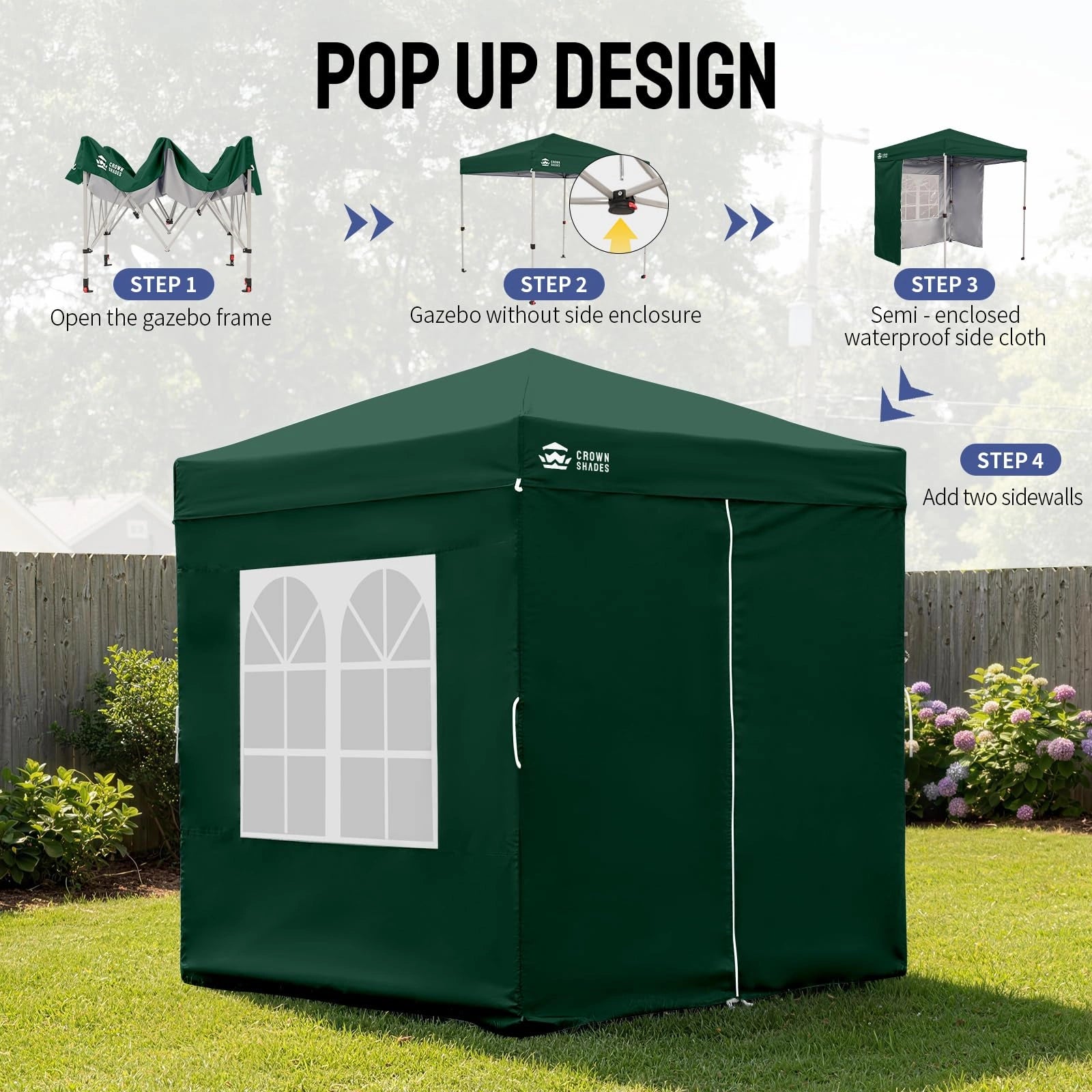 Heavy-Duty Pop-Up Canopy Shelter – 2m x 2m with Side Panels