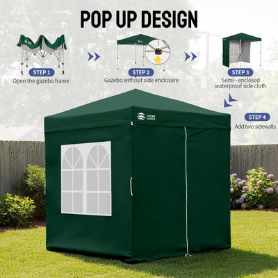 Heavy-Duty Pop-Up Canopy Shelter – 2m x 2m with Side Panels