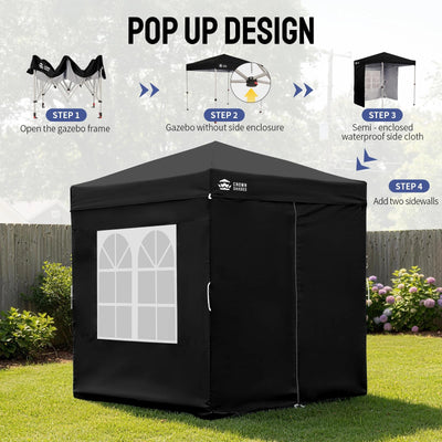Heavy-Duty Pop-Up Canopy Shelter – 2m x 2m with Side Panels