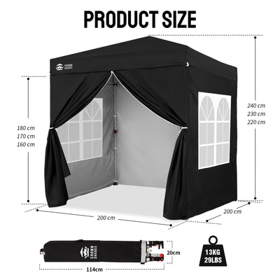 Heavy-Duty Pop-Up Canopy Shelter – 2m x 2m with Side Panels
