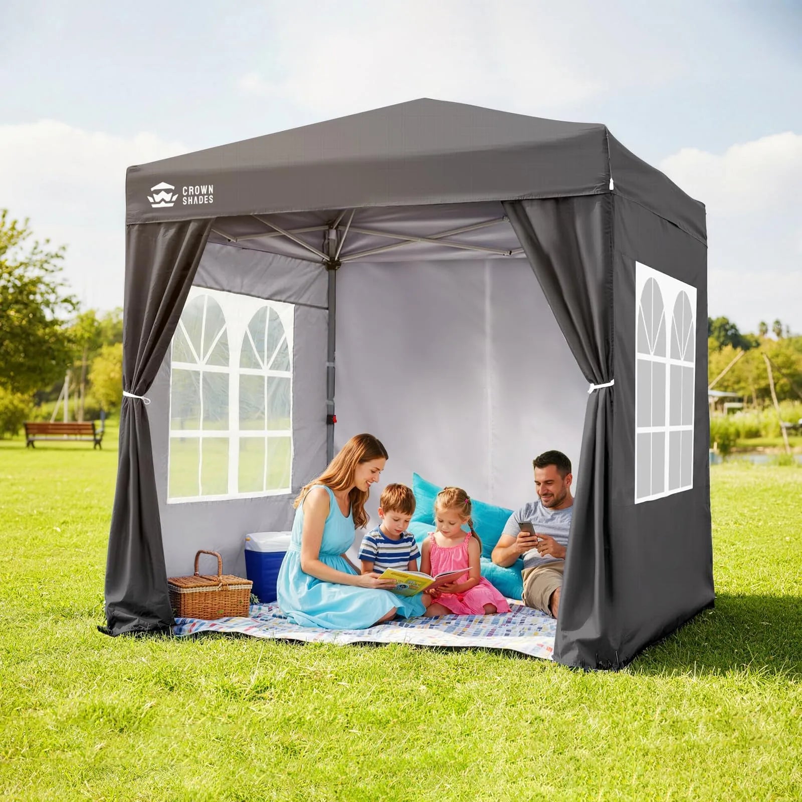 Heavy-Duty Pop-Up Canopy Shelter – 2m x 2m with Side Panels