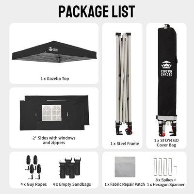 Heavy-Duty Pop-Up Canopy Shelter – 2m x 2m with Side Panels
